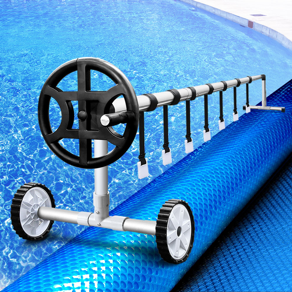 Aquabuddy 10x4m Pool Cover Solar Blanket 500 Micron Blue with Roller
