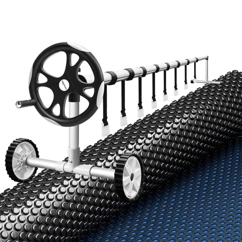 Aqua Buddy 10x4m Solar Pool Cover 600 Micron Black Roller Set