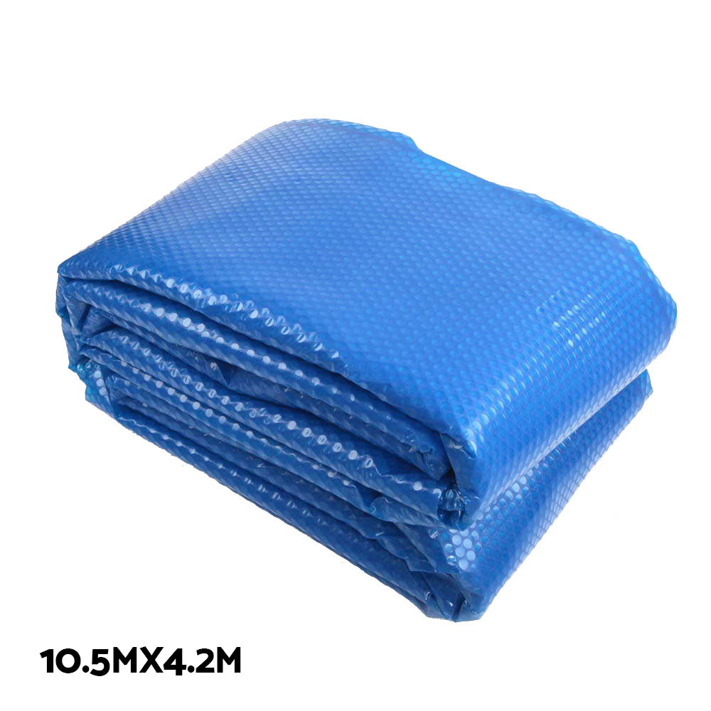 Aquabuddy 10.5x4.2m Pool Solar Blanket 500 Micron with 5.5m Roller Blue/Silver