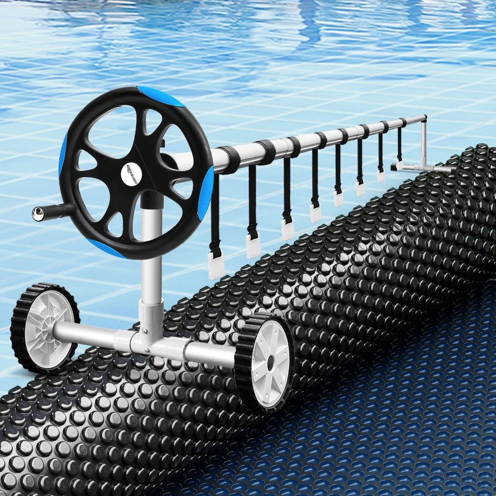 Aqua Buddy 11x4.8m Solar Pool Cover 600 Micron Black with Roller
