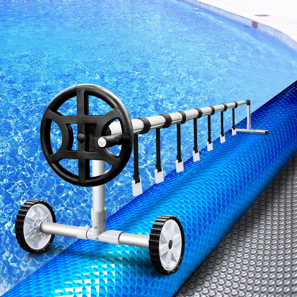 Aquabuddy 6.5x3m Pool Solar Blanket 500 Micron Silver Roller Set