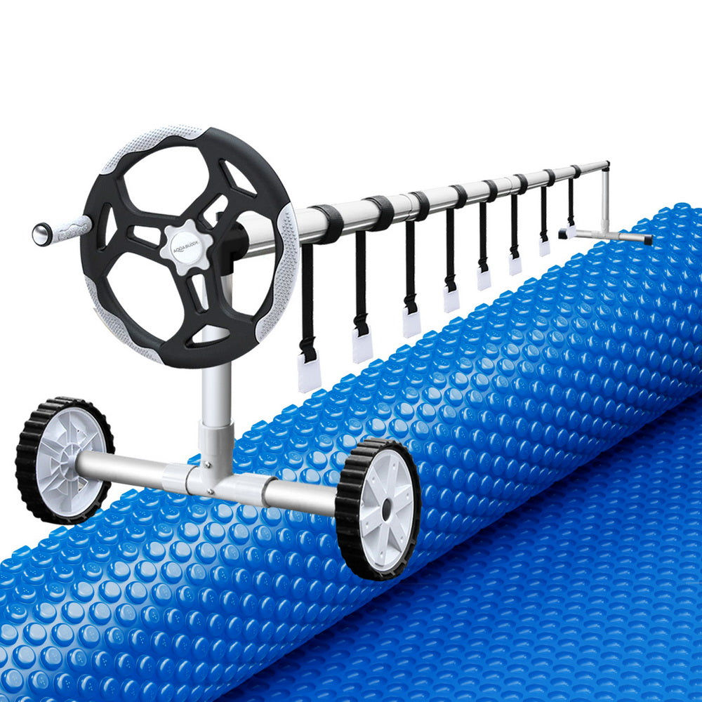 Aqua Buddy 7x4m Solar Pool Cover 600 Micron Blue w/ Aluminium Roller