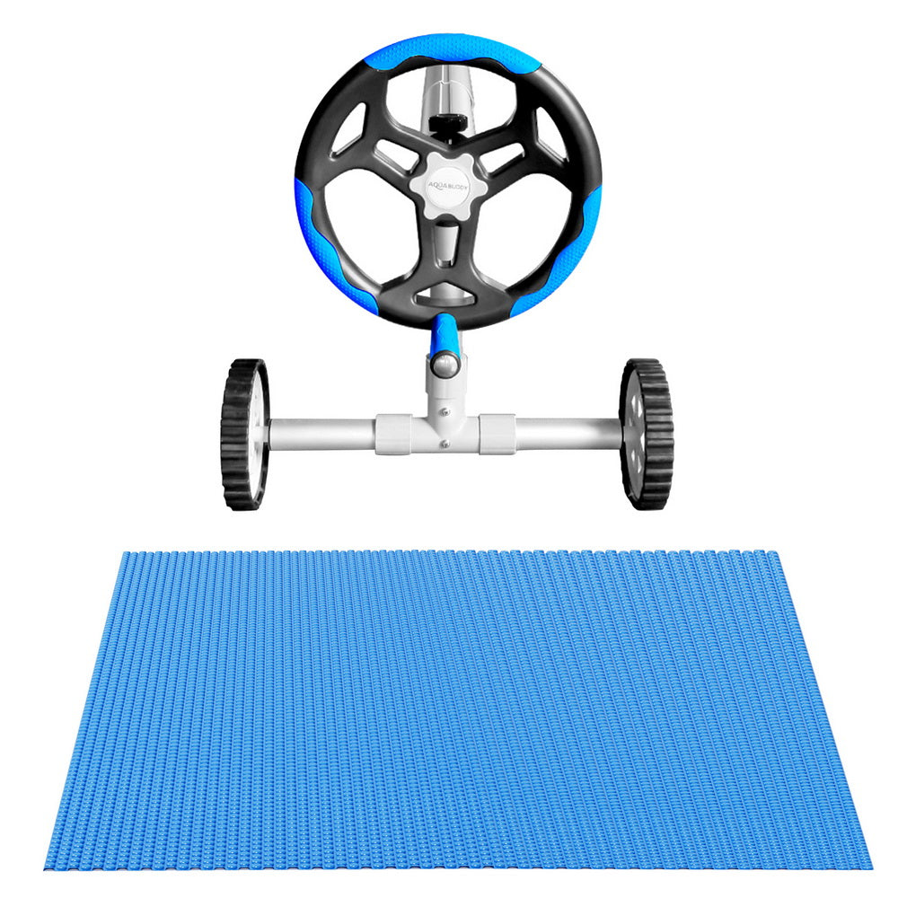 Aqua Buddy 7x4m Pool Cover 600 Micron Solar Blanket Blue with Roller