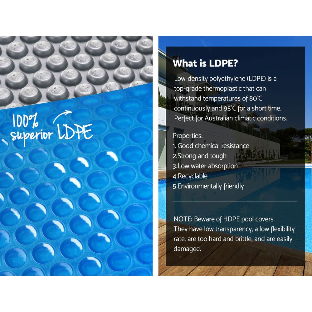 Aquabuddy 8x4.2m Pool Cover 500 Micron Silver Solar Blanket with 5.5m Blue Roller
