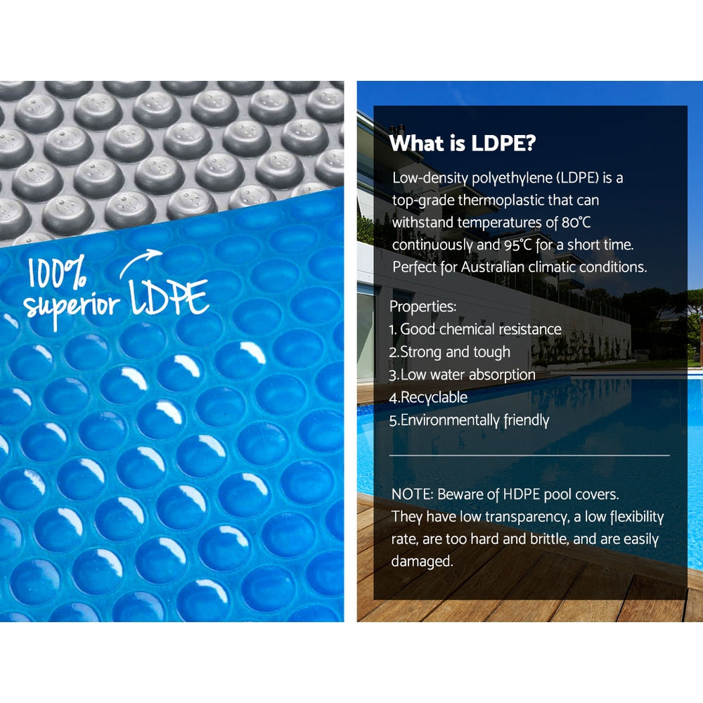 Aquabuddy 9.5x5m Solar Pool Cover 500 Micron with Aluminium Roller Blue/Silver