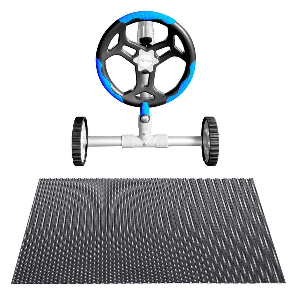 Aqua Buddy 9.5x5m Solar Pool Cover 600 Micron Blue Roller Black Blanket