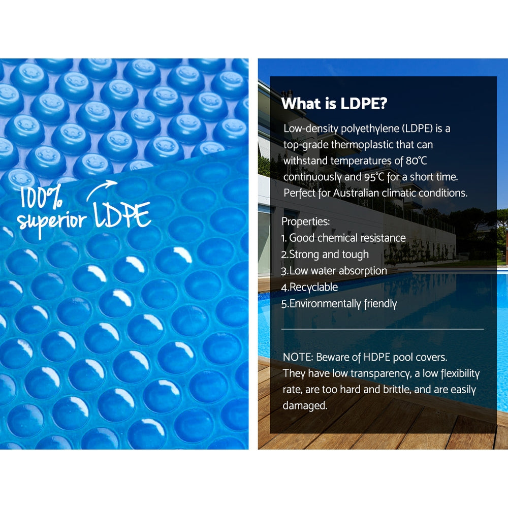Aquabuddy 9.5x5m Pool Cover 500 Micron Solar Blanket with Roller Blue
