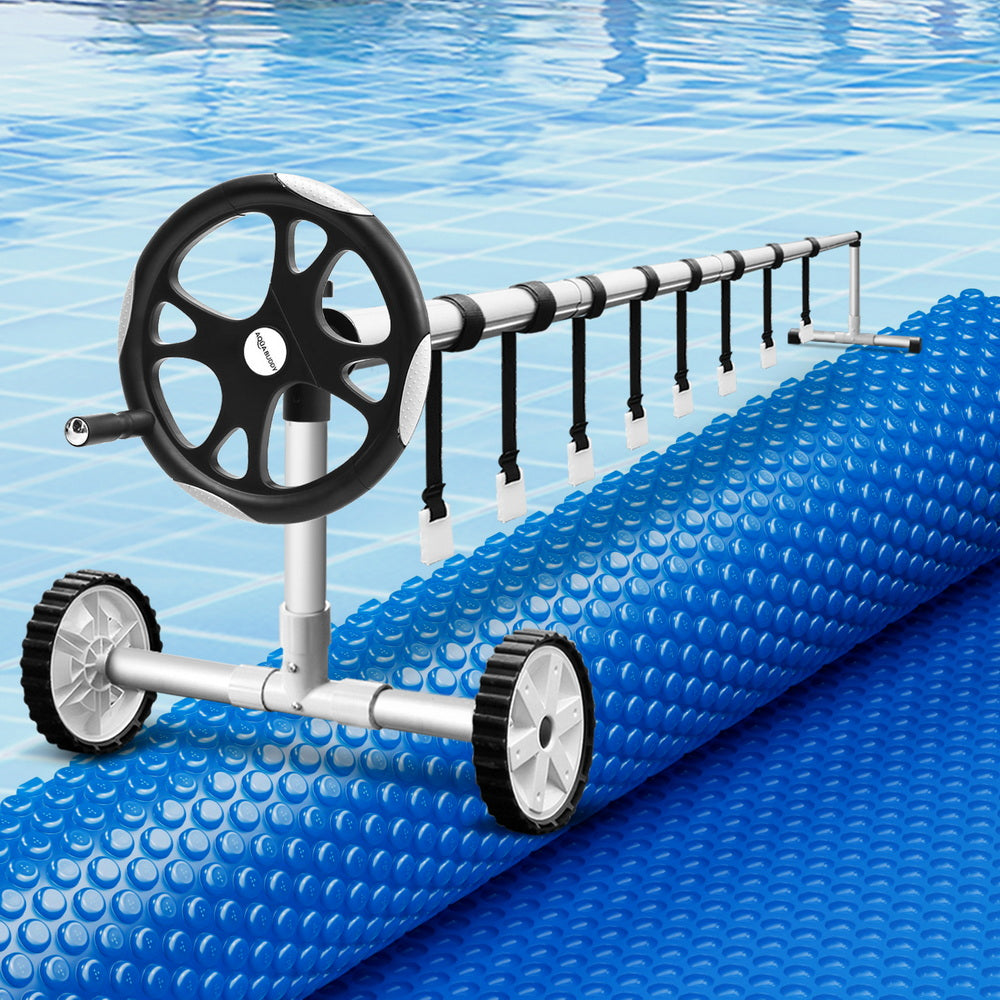 Aqua Buddy 9.5x5m Solar Pool Cover 600 Micron Blue with 5.55m Roller