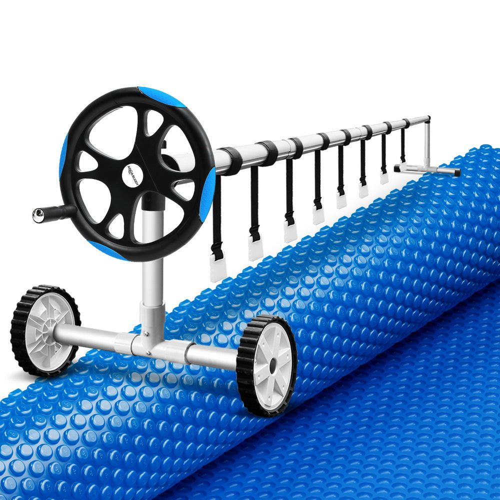 Aqua Buddy Solar Pool Cover with Roller 600 Micron 9.5m x 5m Blue