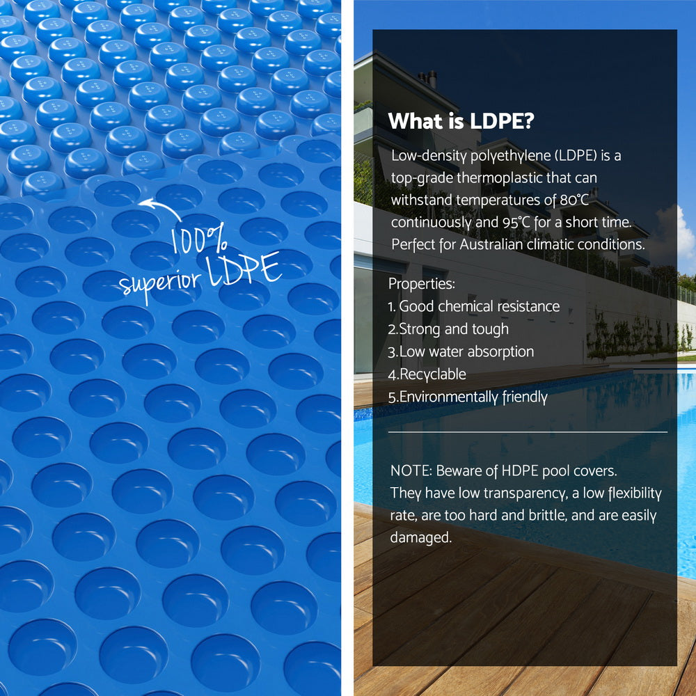 Aqua Buddy 9.5x5m Solar Pool Cover 600 Micron Blanket & 5.55m Roller Blue
