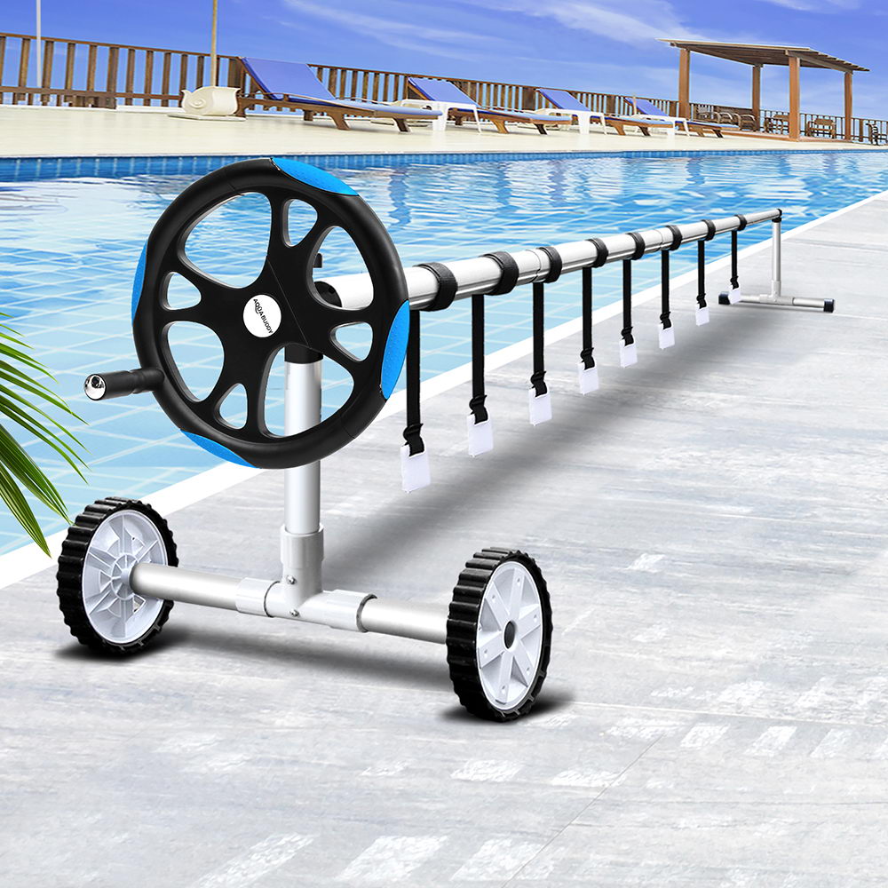 Aquabuddy 5.5m Pool Cover Roller Adjustable Solar Blanket Reel Blue