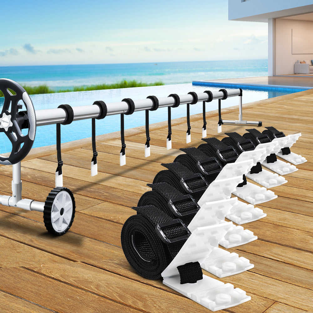 Aquabuddy Pool Cover Roller Strap Kit 8PCS Black