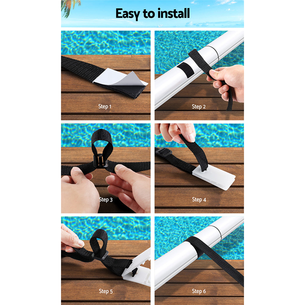Aquabuddy Pool Cover Roller Strap Kit 8PCS Black