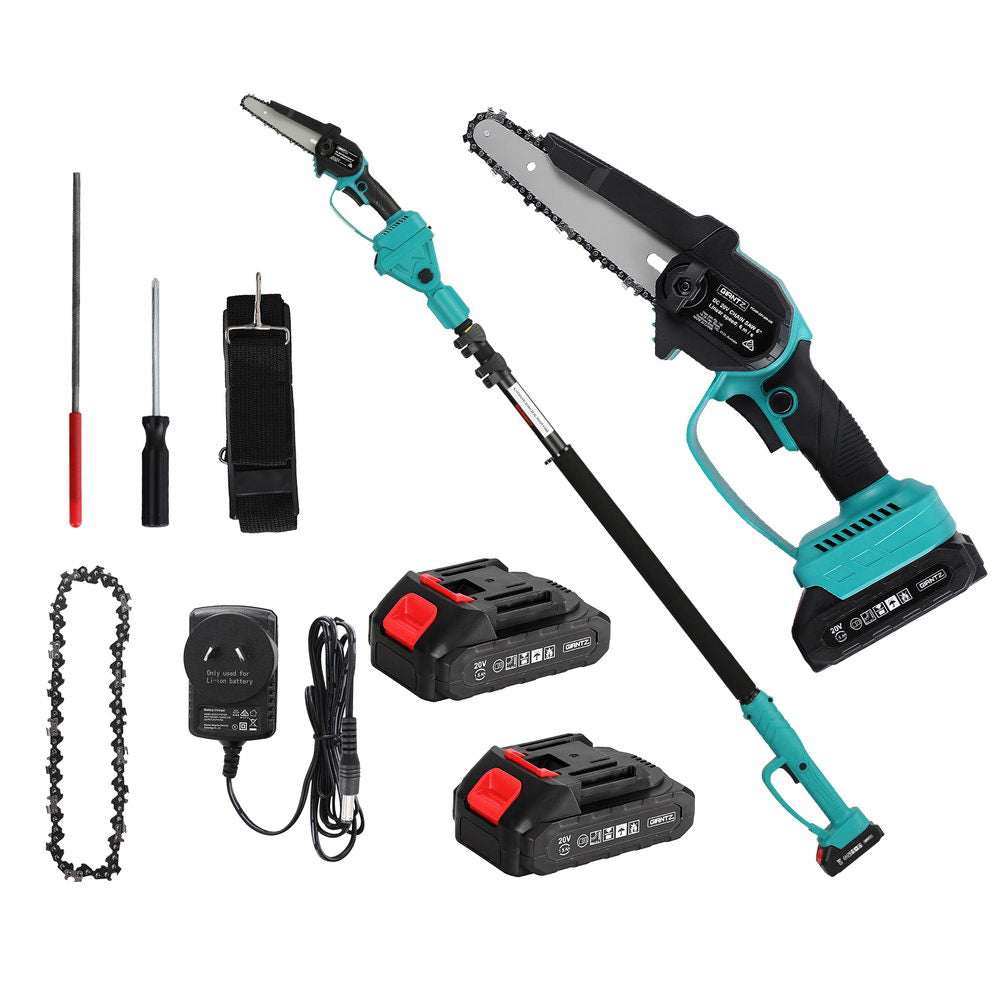 Giantz 6-Inch Cordless Telescopic Pole Chainsaw Kit 20V Battery Green
