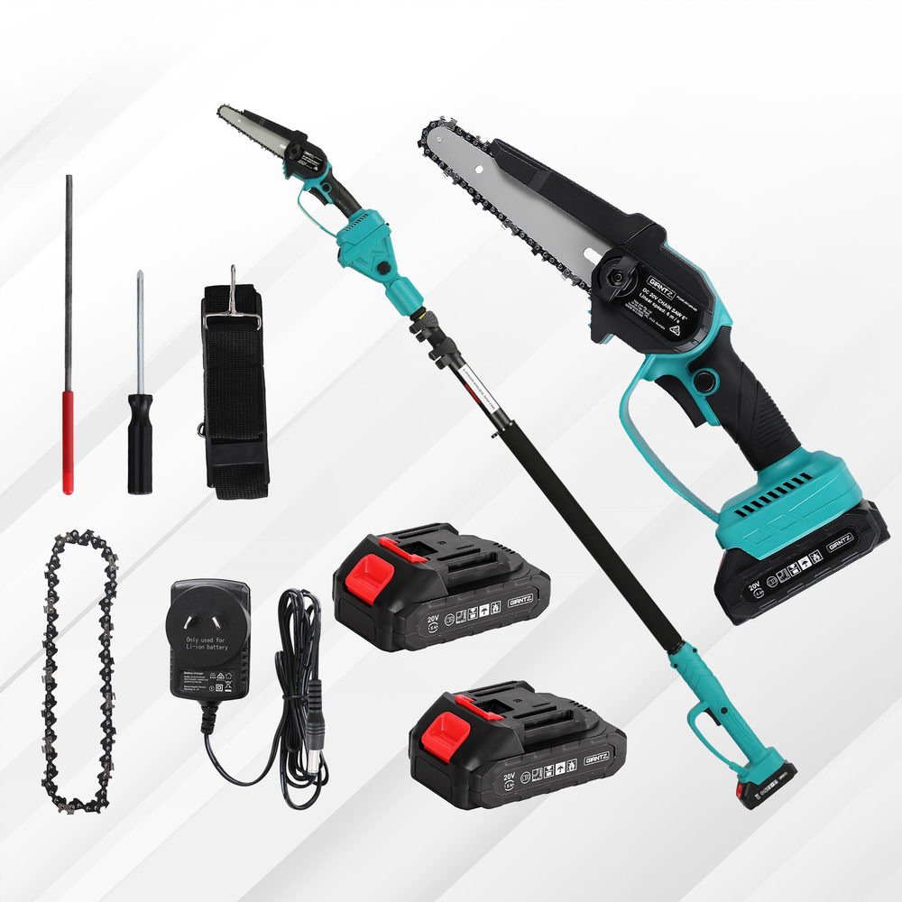 Giantz 6-Inch Cordless Telescopic Pole Chainsaw Kit 20V Battery Green
