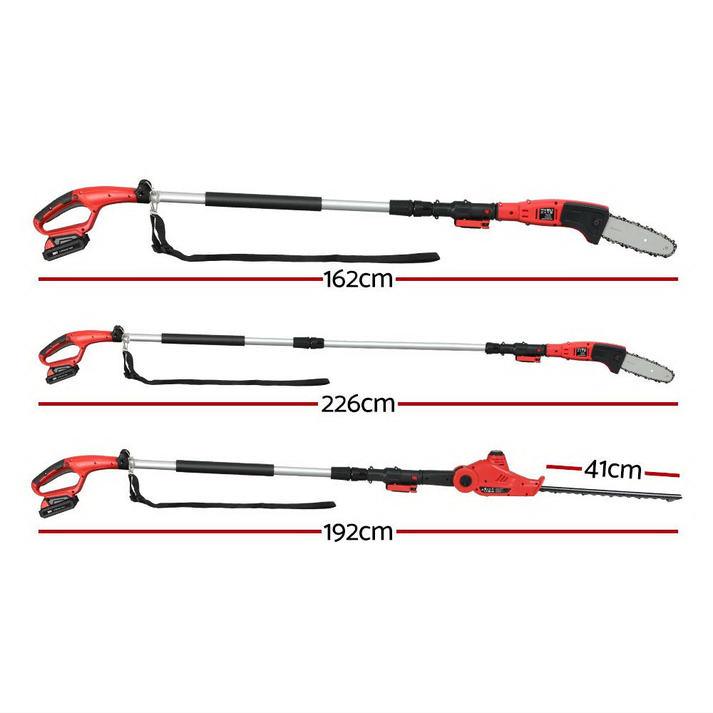 Giantz 8" Cordless Pole Chainsaw Trimmer 20V Battery 2.7m Reach