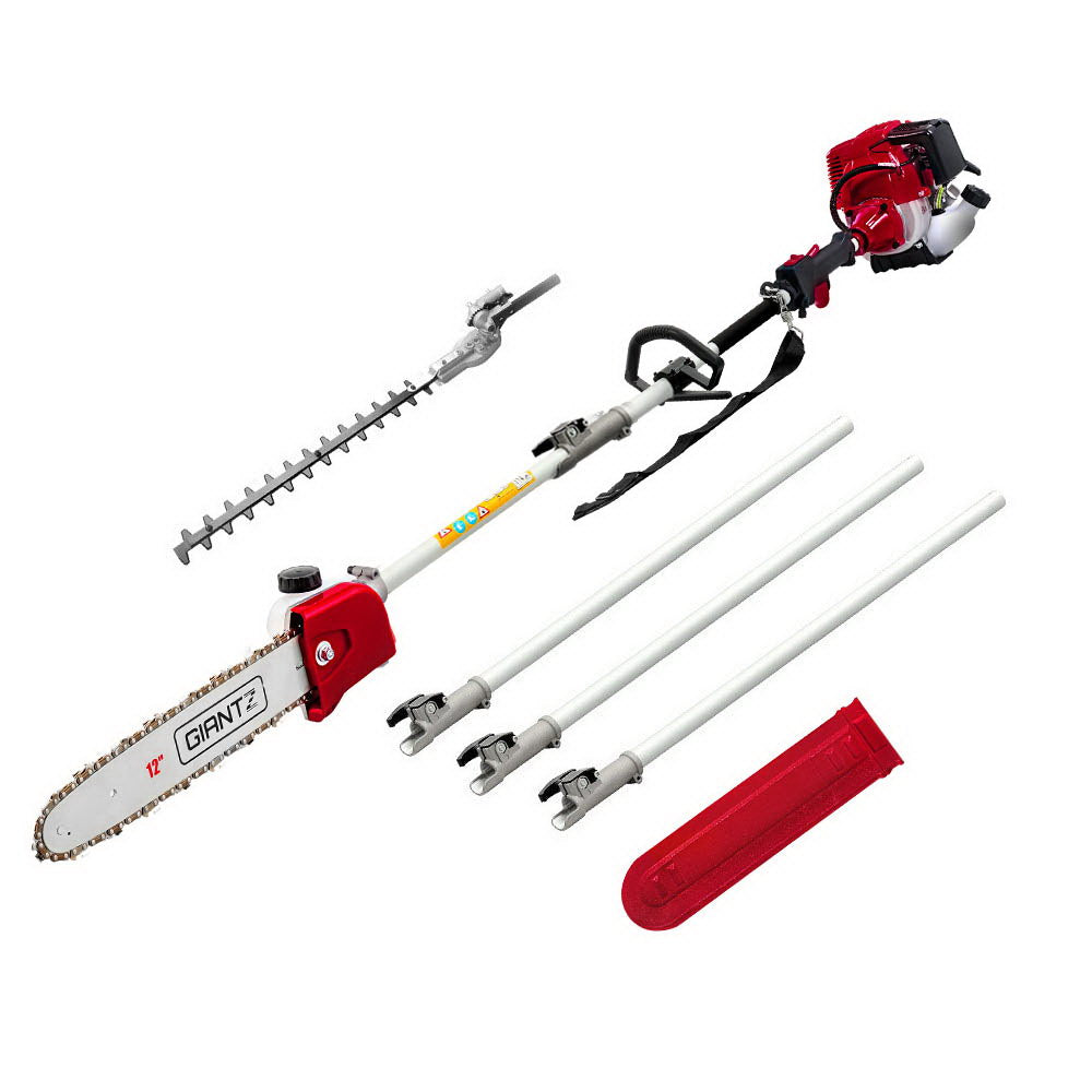 Giantz 40CC 4-Stroke Pole Chainsaw Hedge Trimmer 12in 4.3m Long Reach