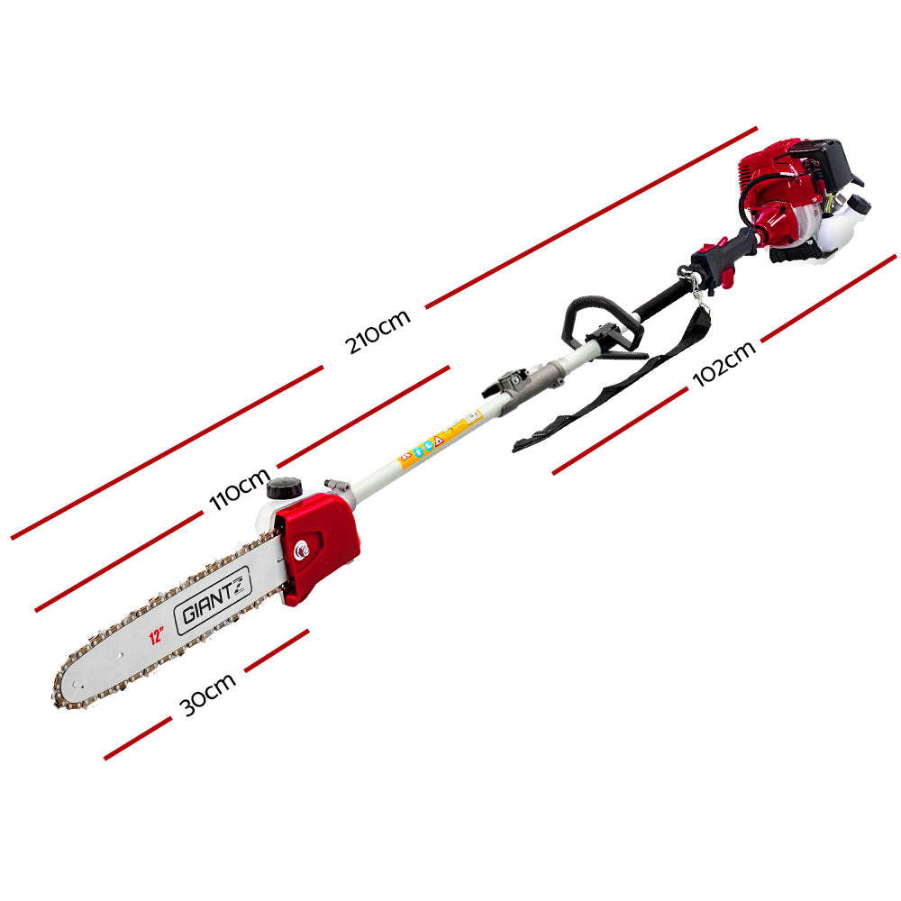 Giantz 40CC 4-Stroke 7-in-1 Pole Chainsaw Hedge Trimmer Brush Cutter Whipper Snipper