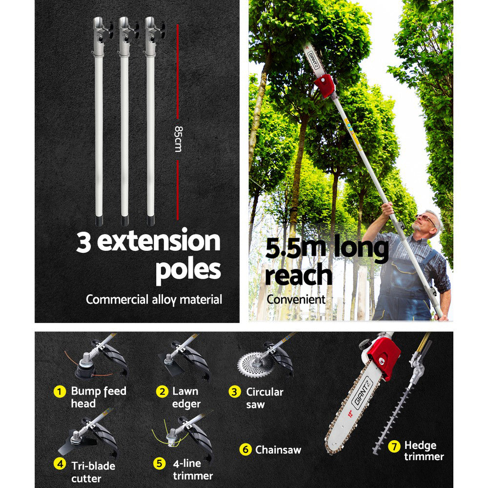Giantz 62CC Multi-Tool 7-in-1 Chainsaw Hedge Trimmer Brush Cutter