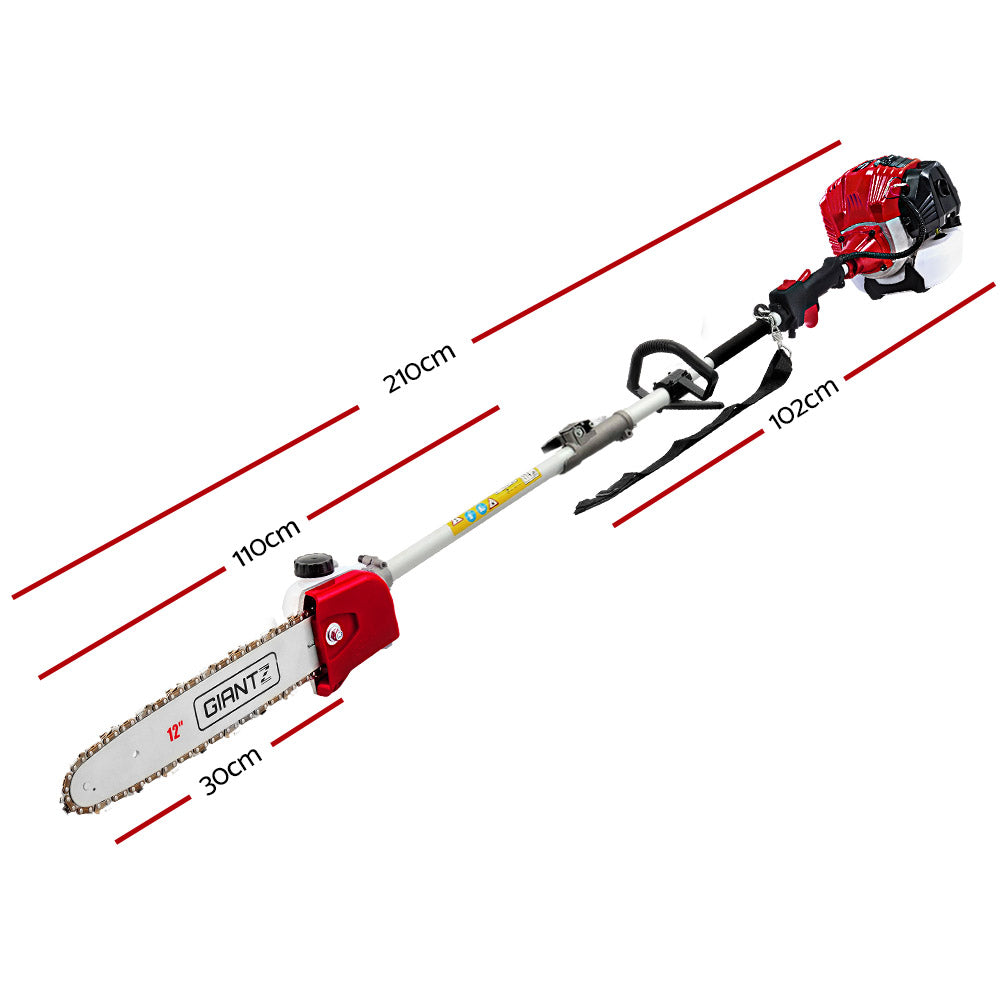 Giantz 65CC 9-in-1 Pole Chainsaw Hedge Trimmer Brush Cutter Whipper Snipper 4.3m Reach