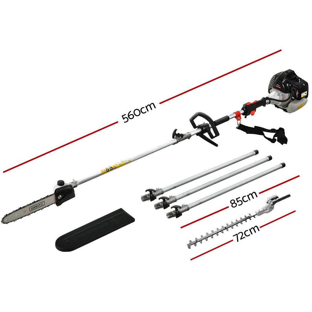 Giantz 65cc Petrol Pole Chainsaw Hedge Trimmer 2-in-1 Red