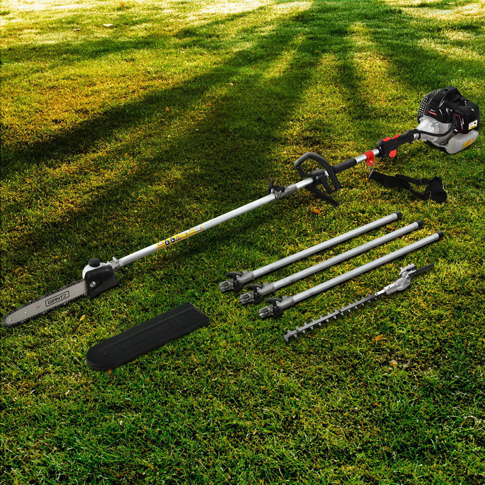 Giantz 65cc Petrol Pole Chainsaw Hedge Trimmer 2-in-1 Red