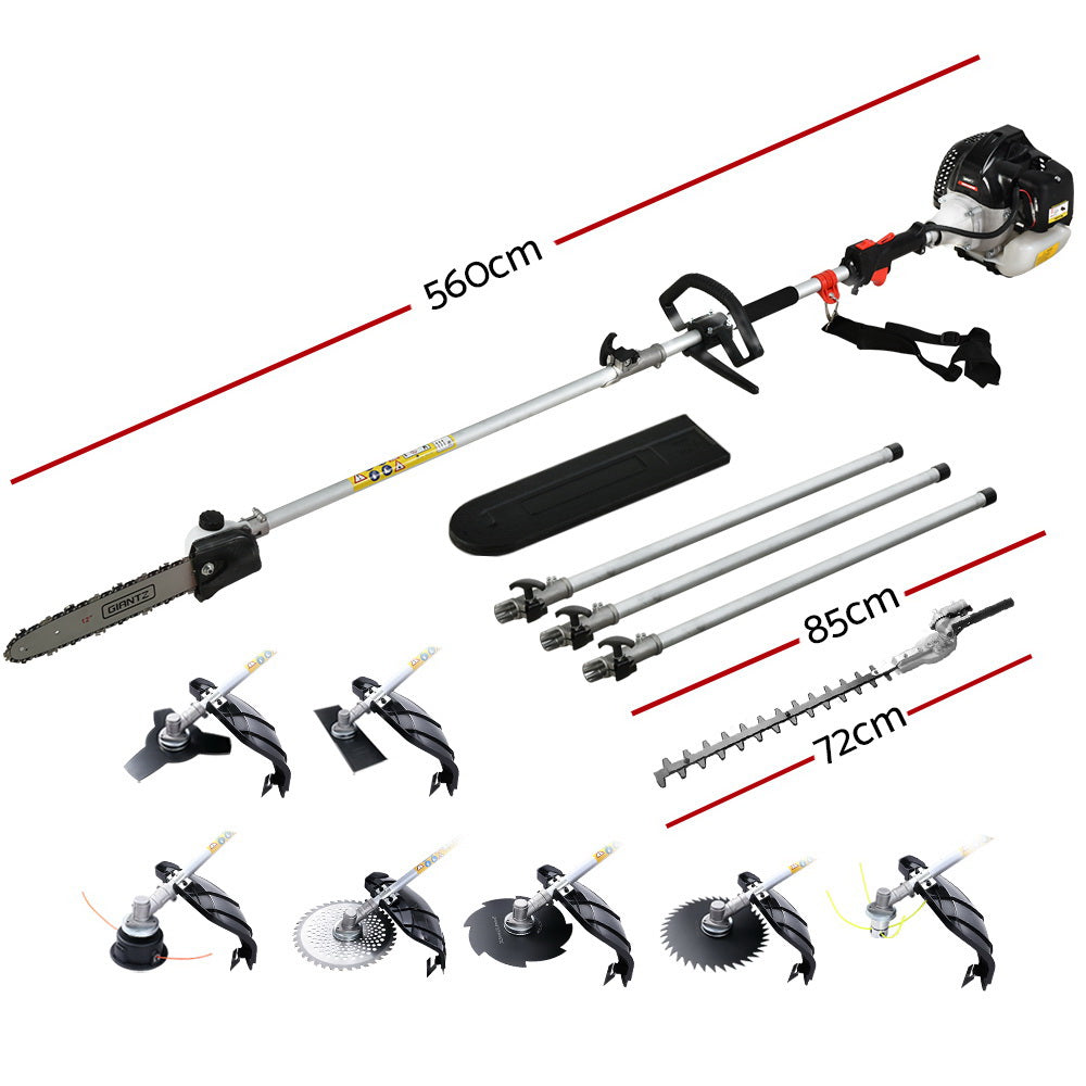 Giantz 62CC 9-in-1 Multi-Tool Pole Chainsaw Hedge Trimmer Brush Cutter Whipper Snipper 5.6m