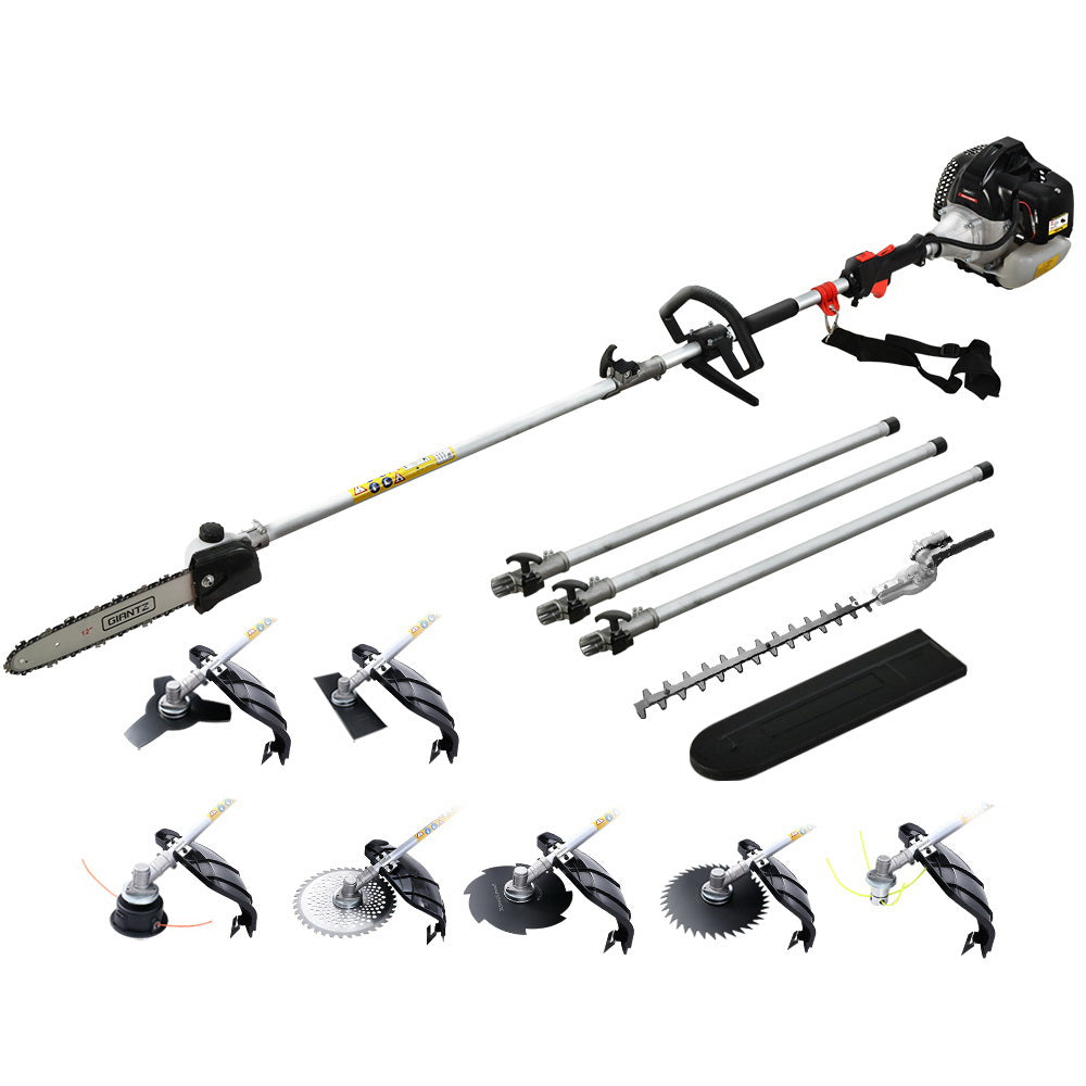 Giantz 62CC 9-in-1 Multi-Tool Pole Chainsaw Hedge Trimmer Brush Cutter Whipper Snipper 5.6m