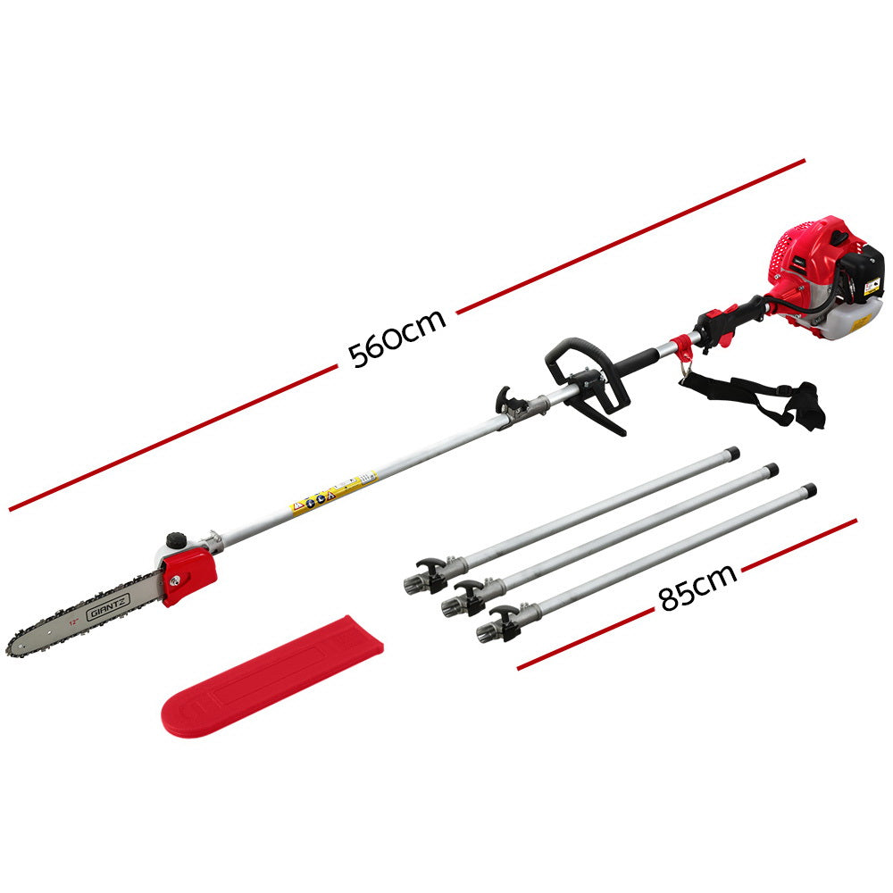 Giantz 62CC 12in Pole Chainsaw Petrol 5.6m Reach Red