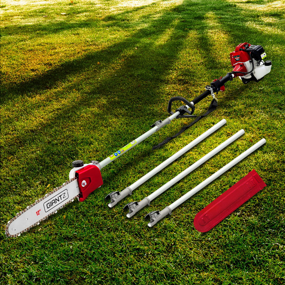 Giantz 62CC 4.3m Pole Chainsaw Petrol 12in Red