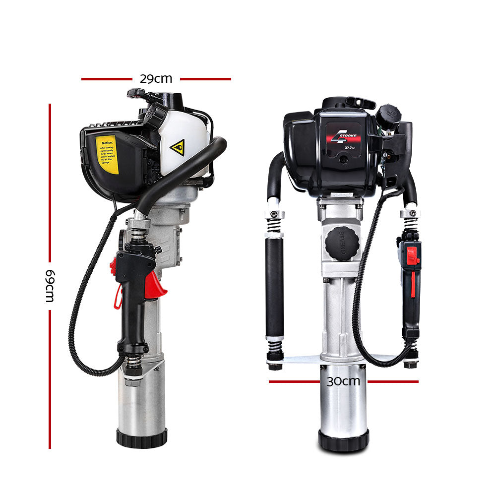 Giantz 38CC Petrol Post Driver 4-Stroke Rammer Black