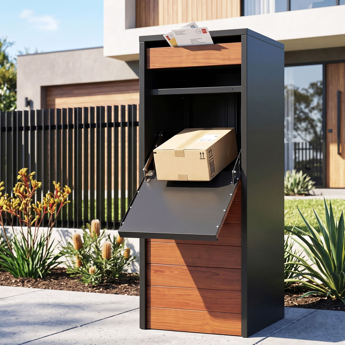 Gardeon Parcel Drop Box Letterbox Lockable Walnut