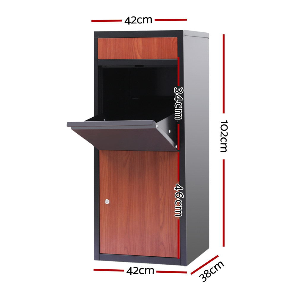 Gardeon Freestanding Parcel Drop Box Black Steel