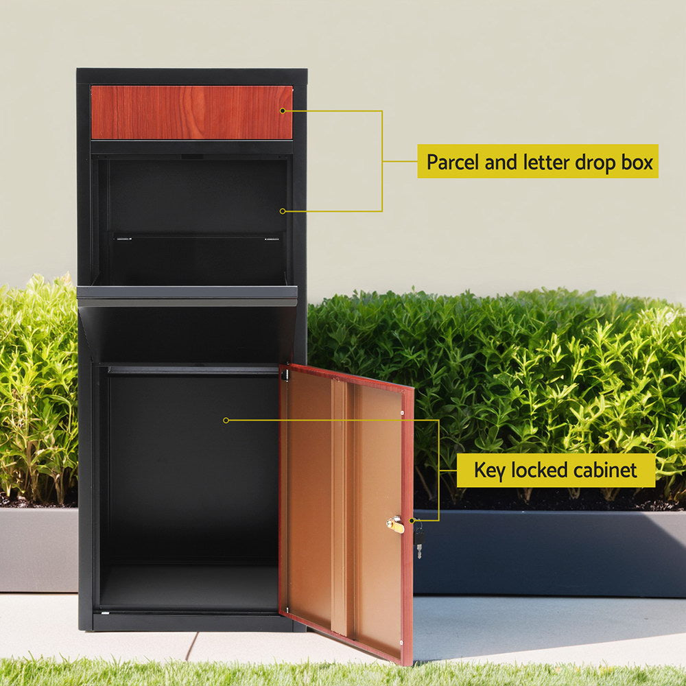 Gardeon Freestanding Parcel Drop Box Black Steel