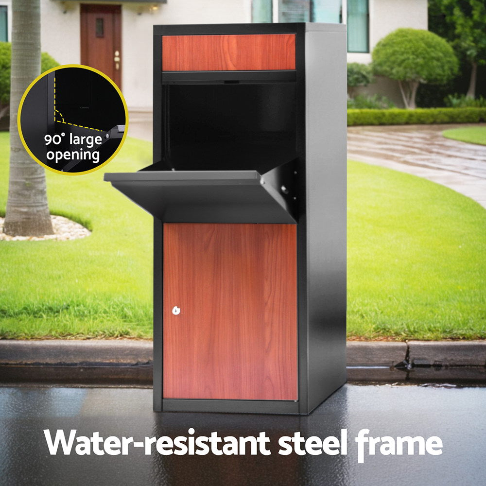 Gardeon Freestanding Parcel Drop Box Black Steel