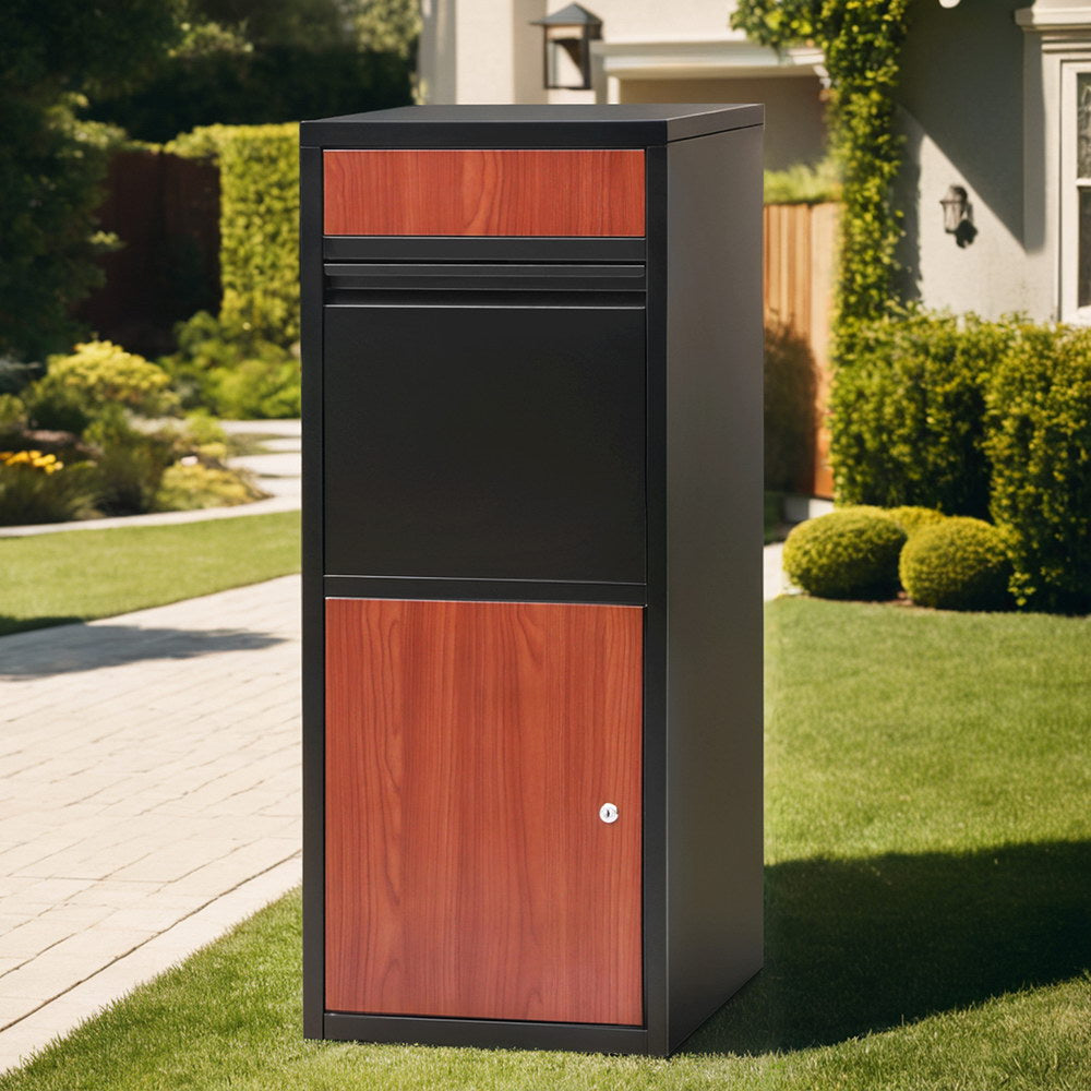 Gardeon Freestanding Parcel Drop Box Black Steel