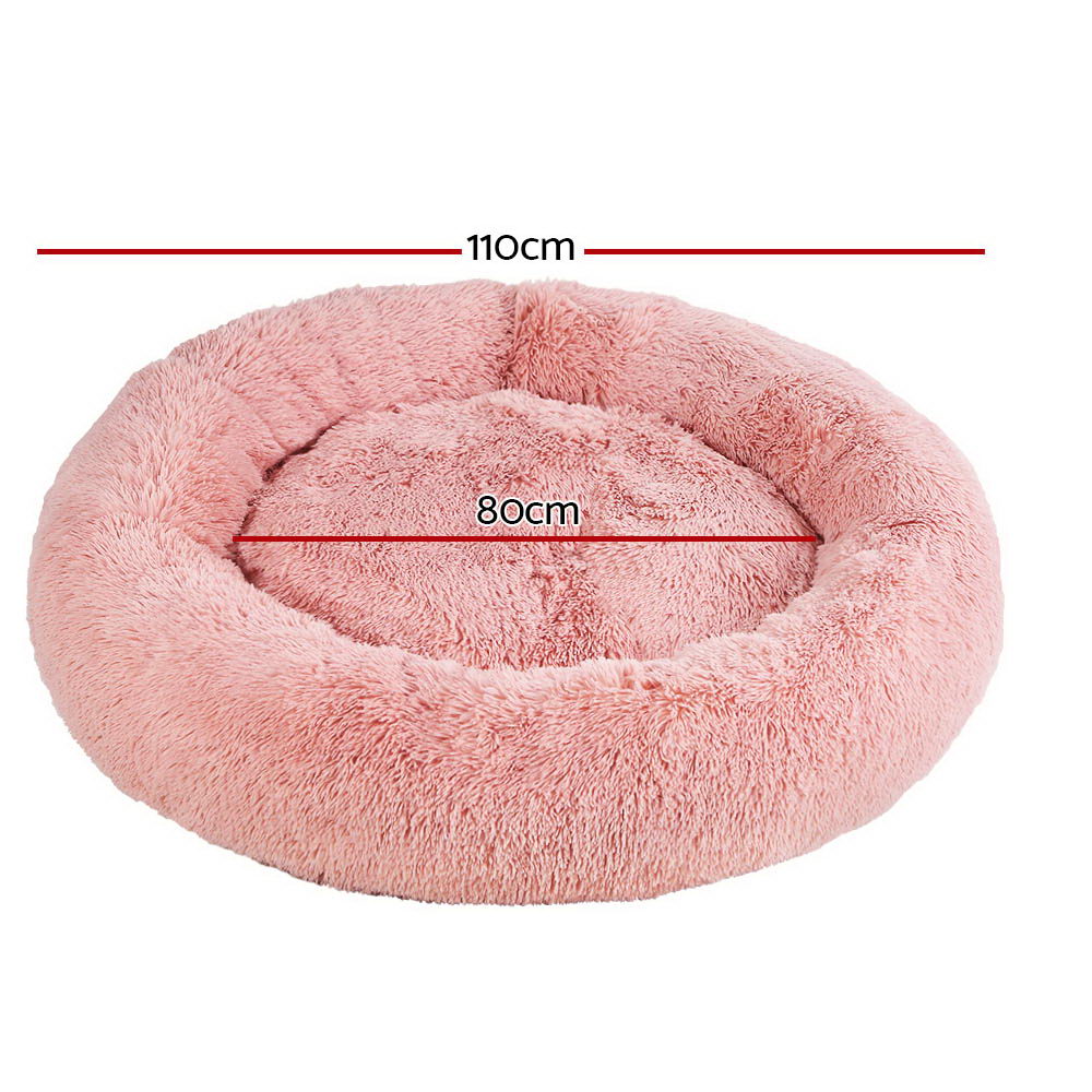 i.Pet Extra Large Calming Pet Bed 110cm Soft Plush Pink