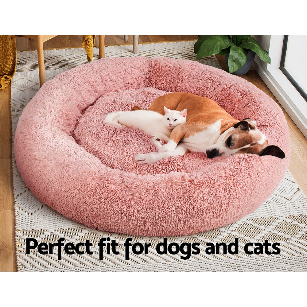 i.Pet Extra Large Calming Pet Bed 110cm Soft Plush Pink