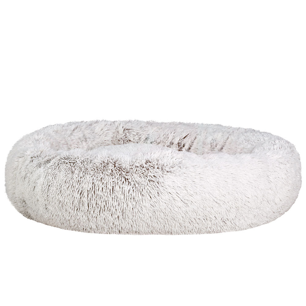 i.Pet Extra Large Calming Pet Bed 110cm Soft Plush White Brown