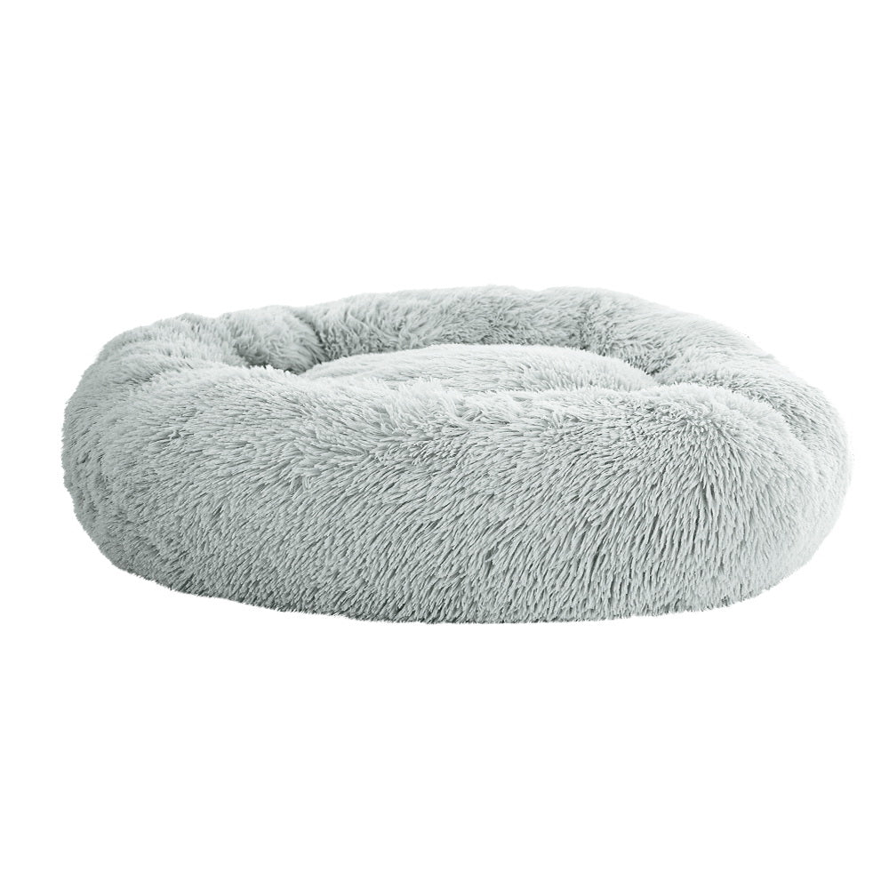 i.Pet Large Calming Pet Bed 90cm Plush Light Grey