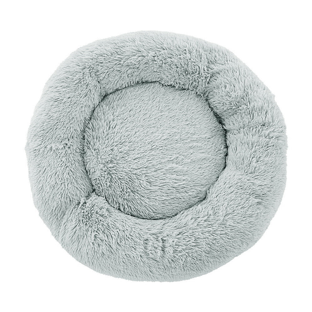 i.Pet Large Calming Pet Bed 90cm Plush Light Grey
