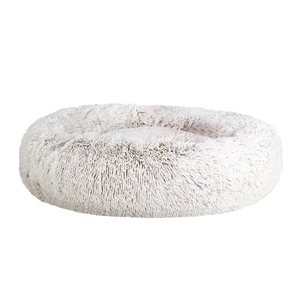 i.Pet Large Calming Pet Bed Plush White Brown