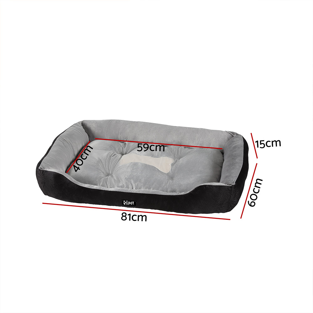i.Pet Calming Pet Bed Plush Mat Cave Washable Black