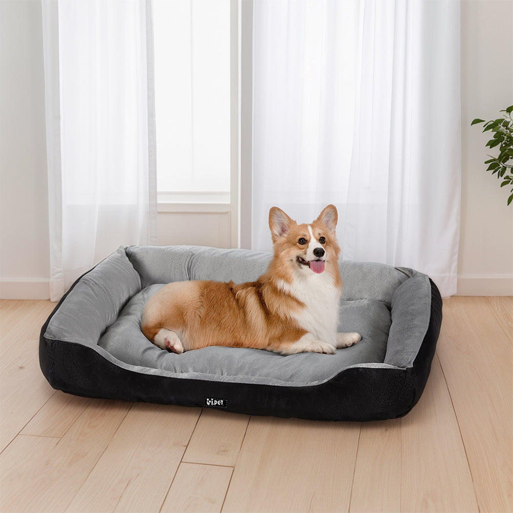 i.Pet Calming Pet Bed Plush Mat Cave Washable Black