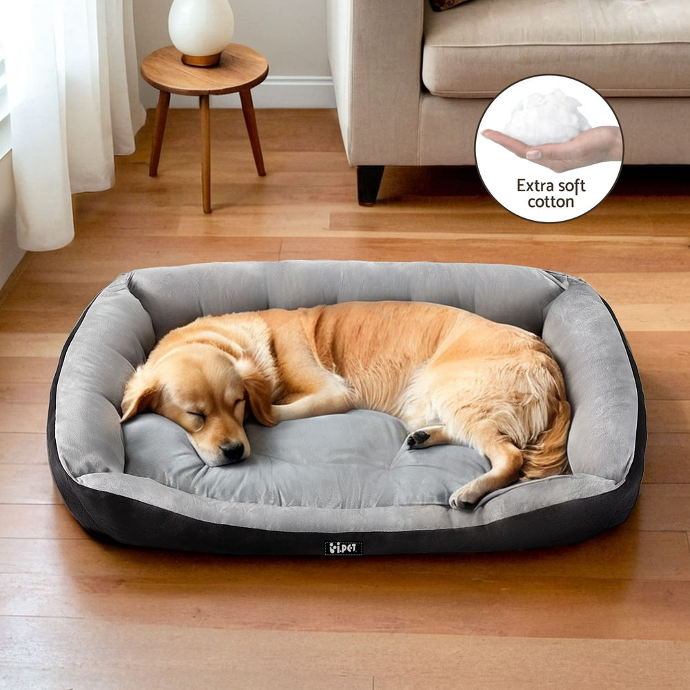 i.Pet Calming Pet Bed Plush Mat Cave Washable Black