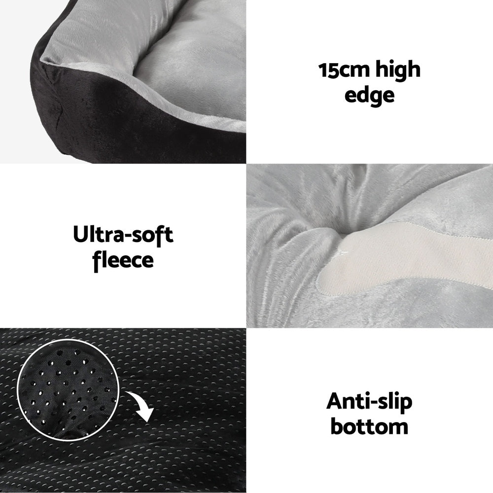 i.Pet Calming Pet Bed Plush Mat Cave Washable Black