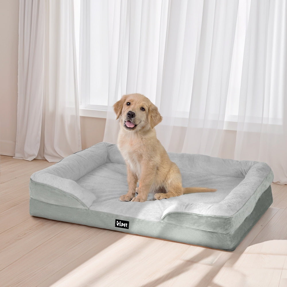 i.Pet Large Dog Bed Calming Cushion Egg Crate Grey