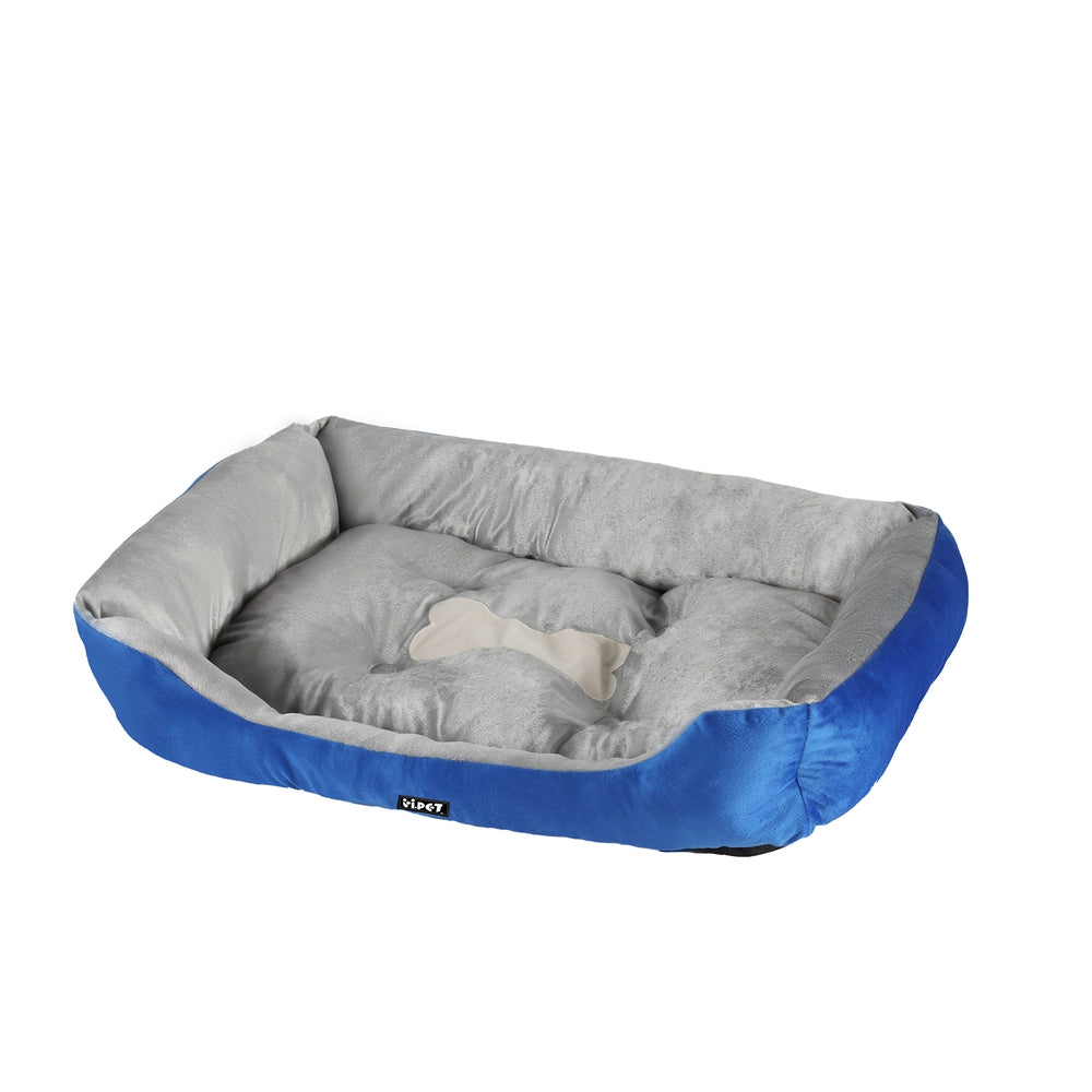 i.Pet Calming Pet Bed Plush Cave Washable Blue Grey
