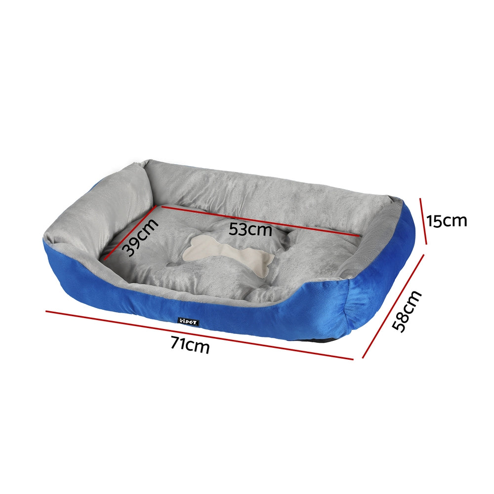i.Pet Calming Pet Bed Plush Cave Washable Blue Grey