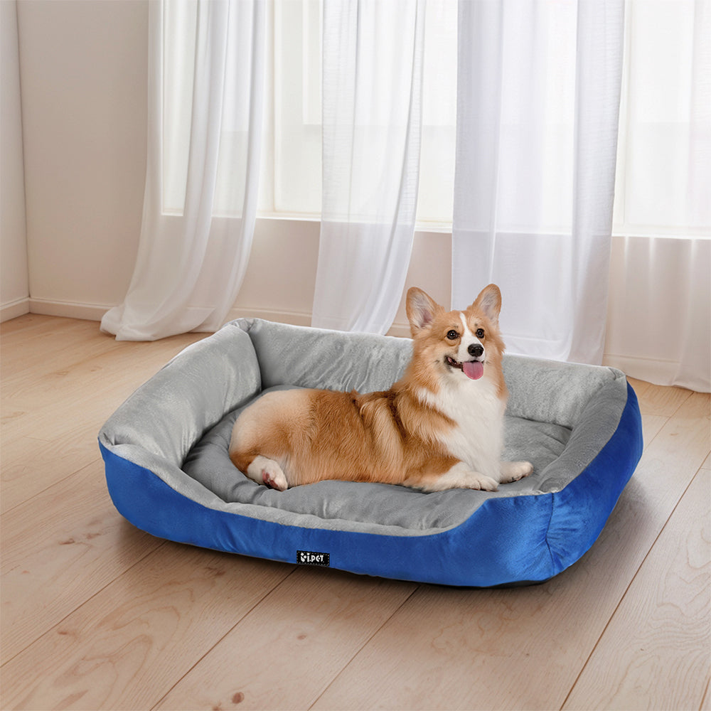 i.Pet Calming Pet Bed Plush Cave Washable Blue Grey